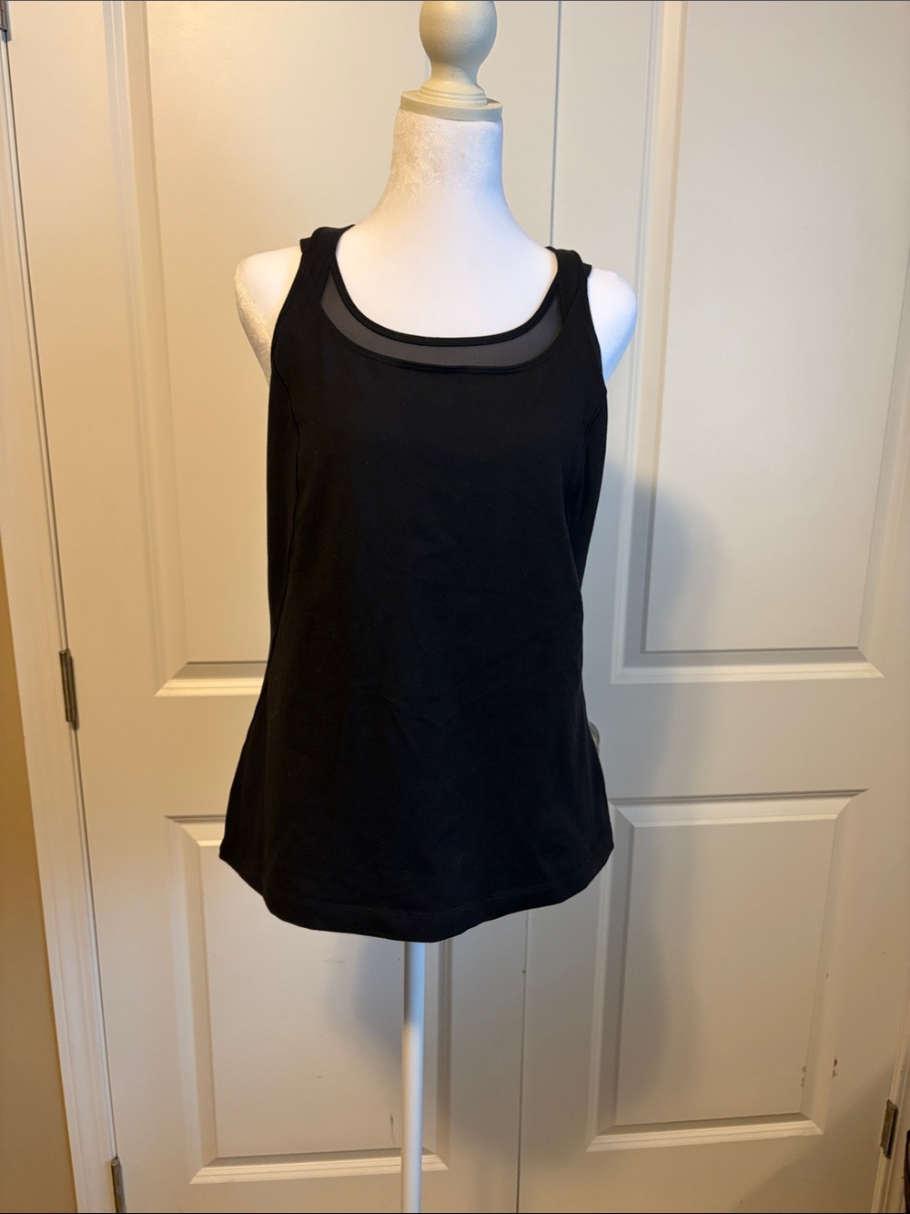 lululemon athletica Black Tank with Sheer Mesh Neckline built in bra